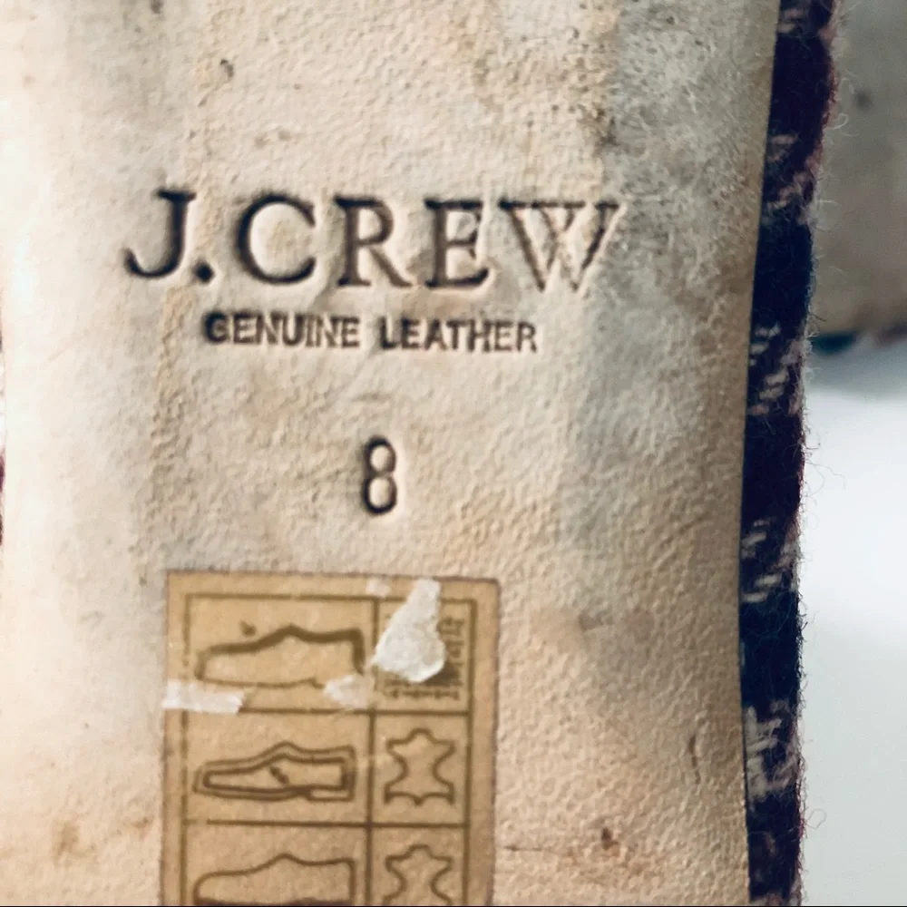 JCREW GEMMA CAP-TOE FLATS IN TWEED IVORY BURGUNDY NAVY SHOES.SIZE 8 - Picture 10 of 10